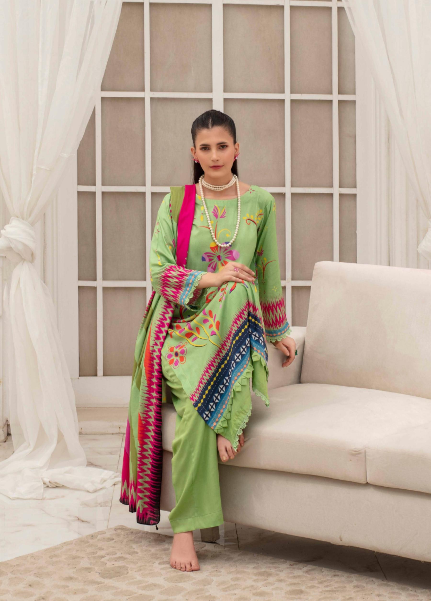 FABIHA by Feroza Unstitched  Linen Print 3 Piece Suits Volume:2 Design:10 - Image 3