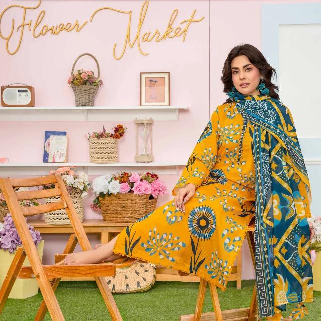 MINSA by RAABI Unstitched Premium Digital Slub Lawn print 3 piece suit Artical-05 - Image 3