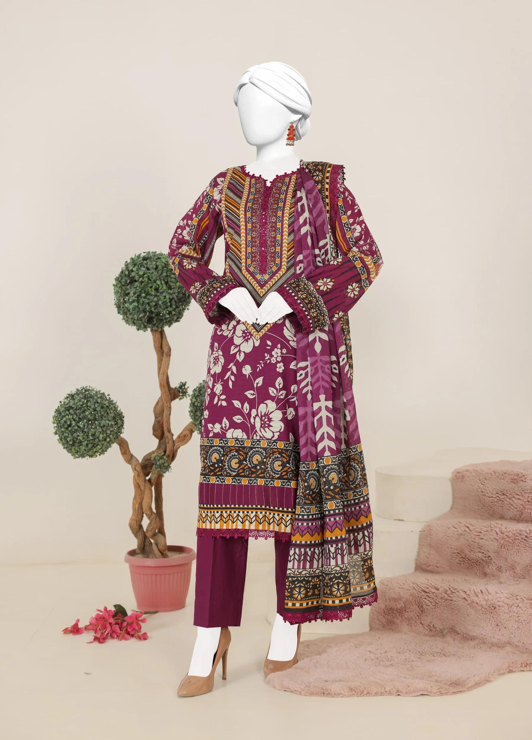 Murashi by Virsa Unstitched Doria Lawn 3 Piece Suit – D-04 | Summer Collection