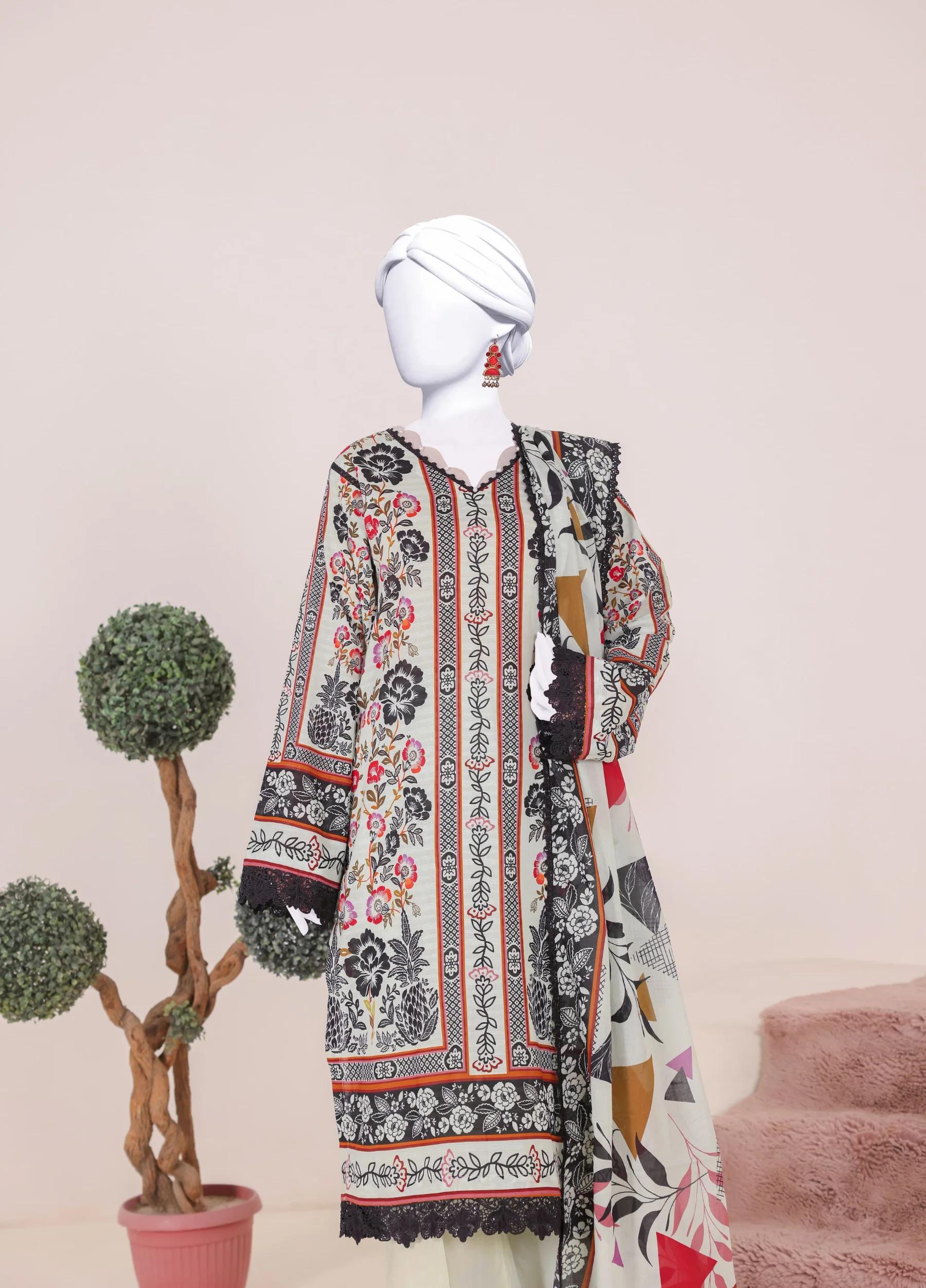 Murashi by Virsa Unstitched Doria Lawn 3 Piece Suit – D-09 | Summer Collection - Image 3