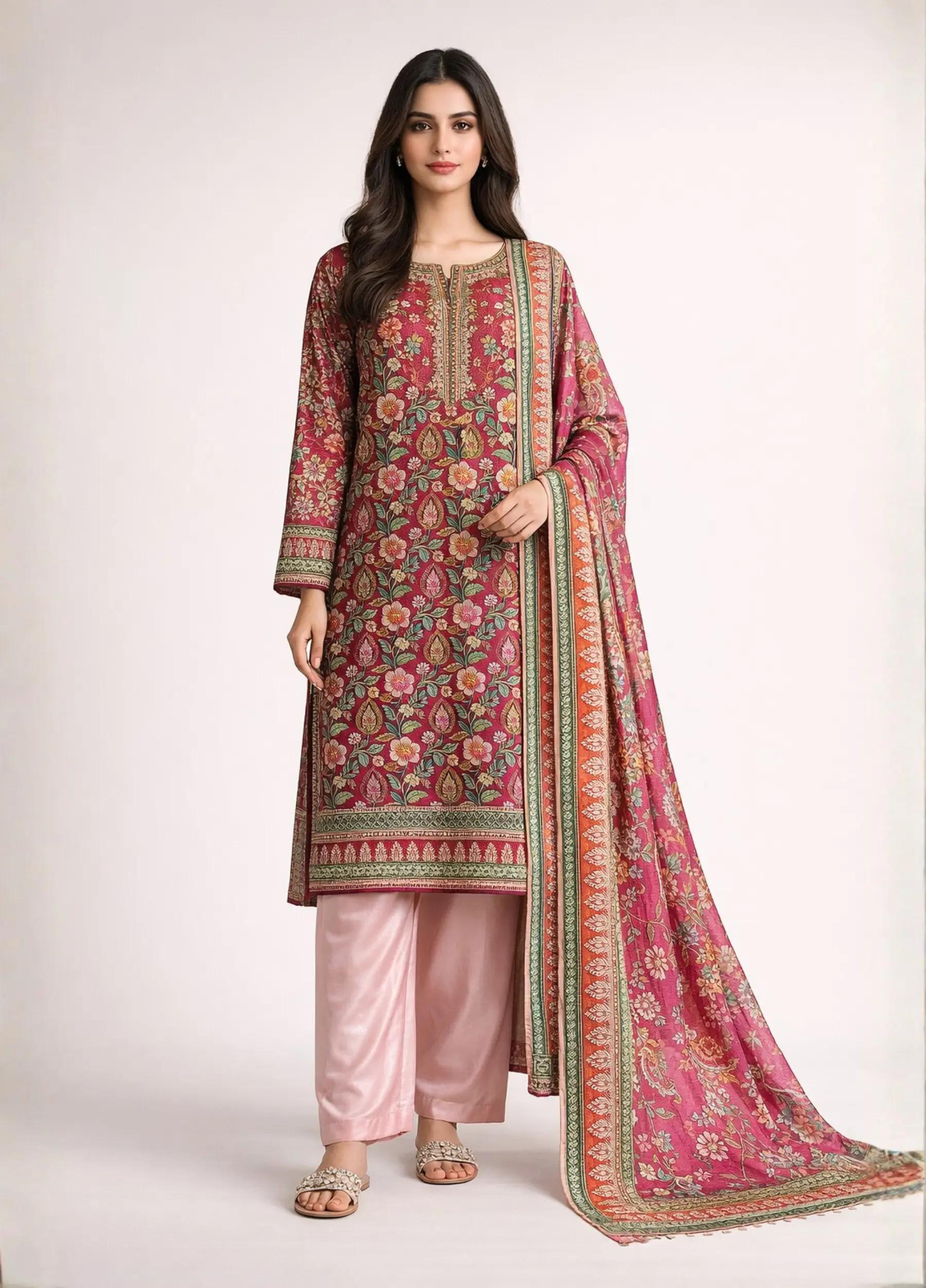 Raiha Unstitched Luxury Lawn Basant Collection Print 3 Piece Suit Article No.R3143-124