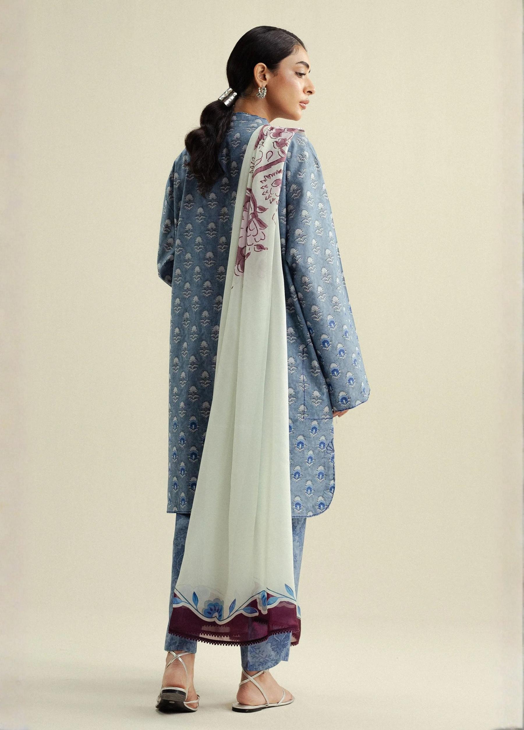 COCO By Zara Shahjahan Printed 3 Piece Suit – Summer Collection (Art: Willow-10B)