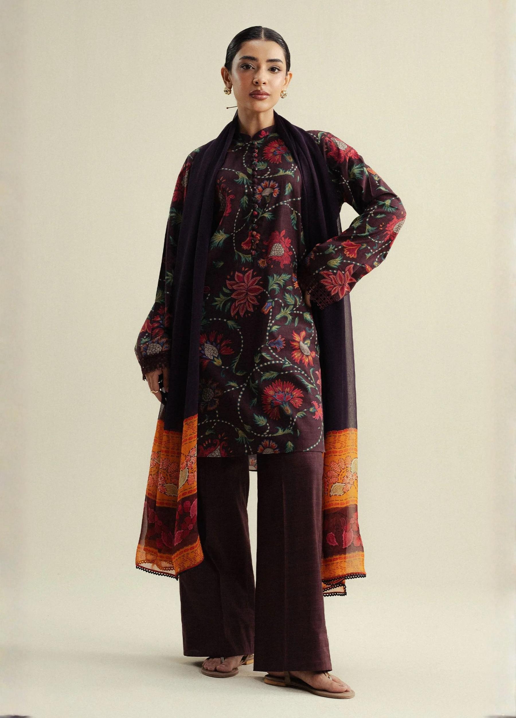 COCO By Zara Shahjahan Printed 3 Piece Suit – Summer Collection (Art: Meadow 1-A)