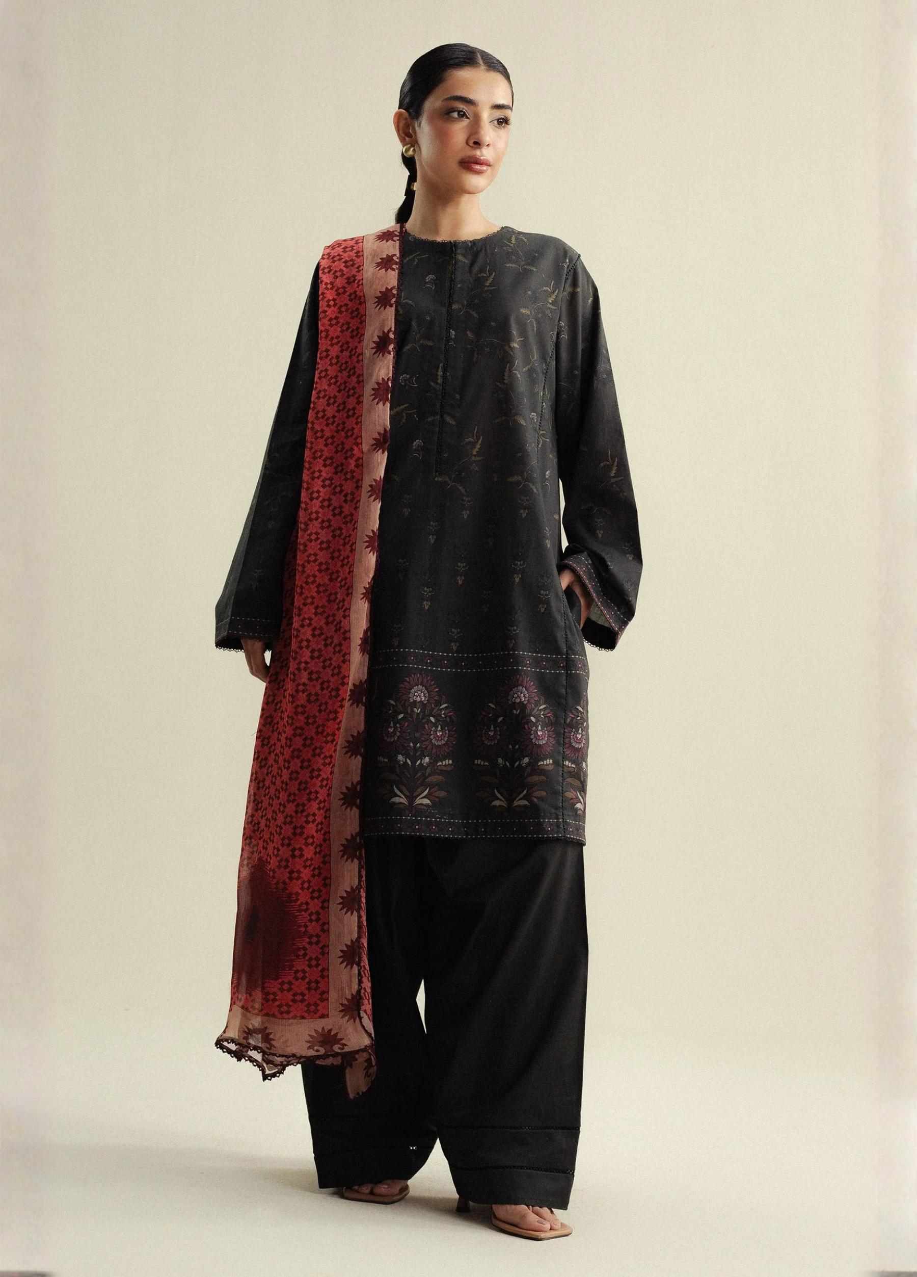 COCO By Zara Shahjahan Printed 3 Piece Suit – Summer Collection (Art:Fable-5A)