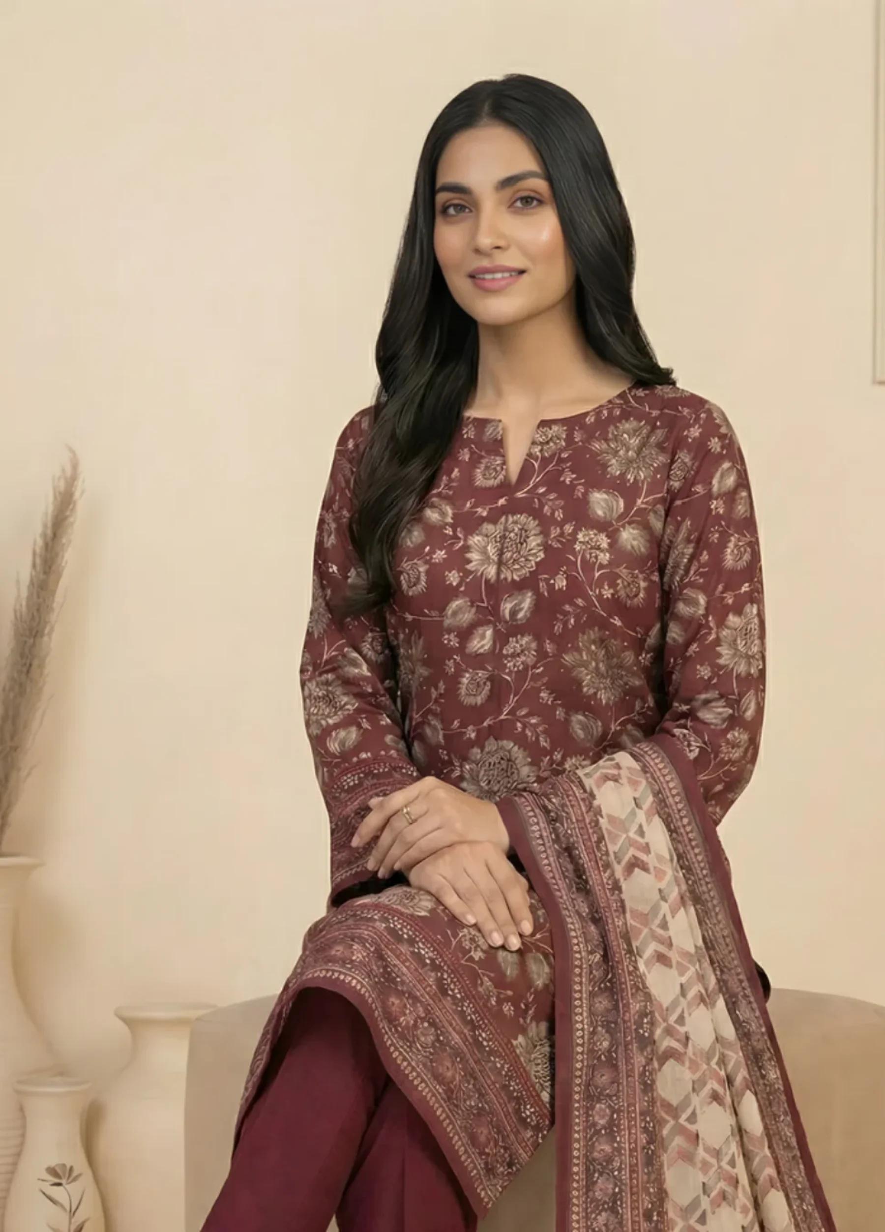 Marooj Gold Imperial Collection Vol 30 Unstitched 3 PC Suit – Design 5 - Image 3